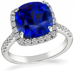 Estate 6.57ct Sapphire 0.50ct Diamond Engagement Ring