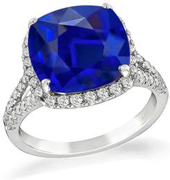 Estate 7.13ct Sapphire 1.25ct Diamond Engagement Ring