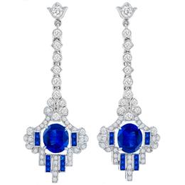 Sapphire Diamond Gold Drop Earrings 