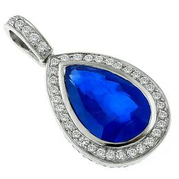 Antique Style 9.84ct Sapphire 1.20ct Diamond Pendant  1