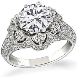 Estate GIA Certified D-VVS2 1.64ct Diamond Engagement Ring