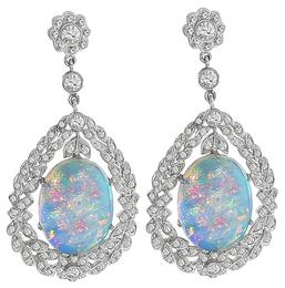 Estate Opal 3.00ct Diamond Earrings Photo 1
