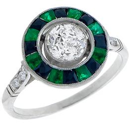 diamond emerald onyx platinum engagement ring 1