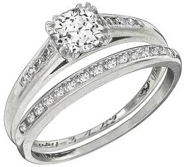 GIA Certified 0.60ct Diamond Engagement Ring and Wedding Band Set Photo 1