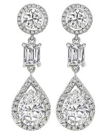 GIA Certified 3.43ct Pear Shape Diamond with 2.40ct Diamond Drop Earrings