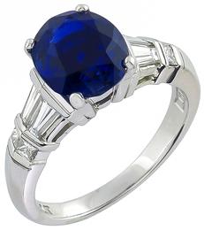 gia certified 3.08ct sapphire 0.50ct diamond engagement ring photo 1