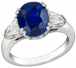 GRS Certified 4.04ct Natural Sapphire 0.80ct Diamond Engagement Ring