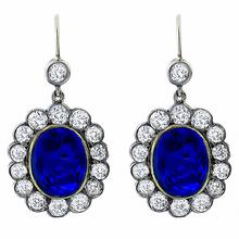 sapphire and diamond silver 14k yellow gold earrings 1