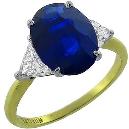 sapphire diamond 18k yellow gold platinum engagement ring 1