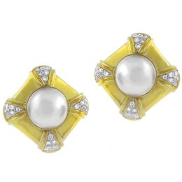 mabe pearl diamond 18k yellow gold earrings1