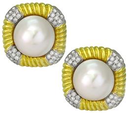 mabe pearl 1.90ct diamond earrings photo 1