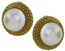 mabe pearl gold vintage earrings photo 1