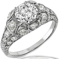 Art Deco GIA 1.55ct Diamond Platinum Ring