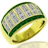 1.68ct Diamond 0.60ct Emerald Gold Ring