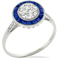 GIA 0.70ct Diamond Sapphire Gold Engagement Ring 