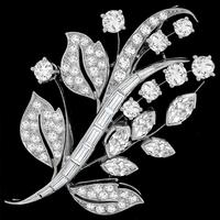1950s 2.50ct Diamond Gold Floral Pin