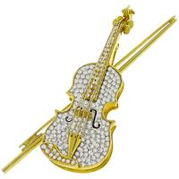 3.50ct Diamond Gold Violin Pin