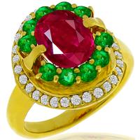 1.48ct Ruby 0.62ct Emerald 0.37ct Diamond Gold Ring