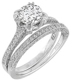 tacori 0.84ct diamond engagement ring and wedding band set photo 1
