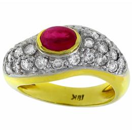 18k yellow and white gold ruby and diamond ring 1