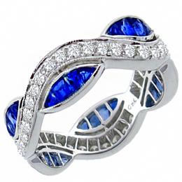 18k white gold diamond and sapphire eternity wedding band 1