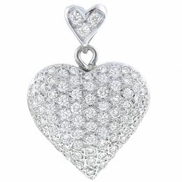 14k white gold diamond heart pendant 1