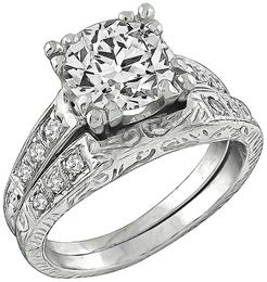Vintage 1.75ct Diamond Engagement Ring and Wedding Band Set Photo 1