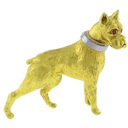 Ruby Gold Boxer Dog Pin 