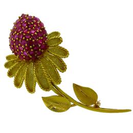 18k yellow gold flower  pin 1