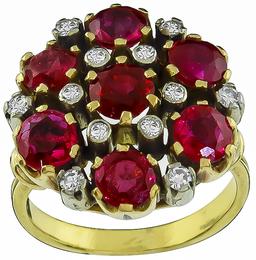 vintage 4.00ct ruby diamond gold ring photo 1