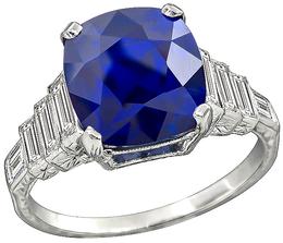 Vintage 6.23ct Sapphire 1.00ct Diamond Engagement Ring