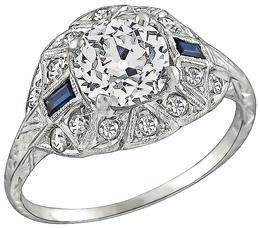 Vintage 1.03ct Diamond Sapphire Engagement Ring