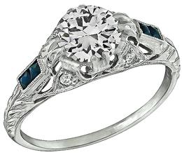 Vintage EGL 1.02ct Diamond Sapphire Engagement Ring Photo 1