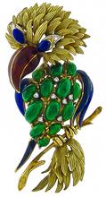 Vintage Enamel Gold Parrot Pin Photo 1