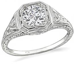 Vintage GIA Certified 0.81ct Diamond Engagement Ring