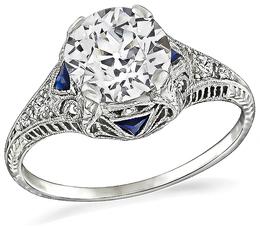 Vintage GIA Certified 1.95ct Diamond Engagement Ring