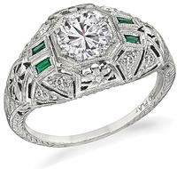 Vintage GIA certified 0.97ct Diamond Engagement Ring