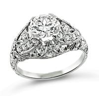 Art Deco GIA Certified 1.12ct Diamond Engagement Ring