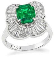 Estate 1.04ct Colombian Emerald 1.25ct Diamond Cocktail Ring