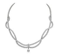 Estate GIA 1.05ct Pear Shape Diamond 12.03ct Round Cut Diamond Necklace