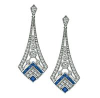 Estate 1.24ct Diamond 0.69ct Sapphire Chandelier Earrings