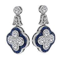 Estate 1.35ct Diamond 1.00ct Sapphire Earrings