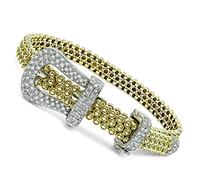 Estate 1.50ct Diamond Gold Belt Buckle Bracelet