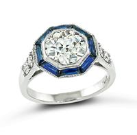 Estate 1.54ct Diamond Sapphire Engagement Ring