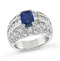 Estate 2.50ct Diamond 1.64ct Ceylon Sapphire Ring