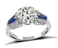 Estate 1.73ct Diamond Sapphire Engagement Ring