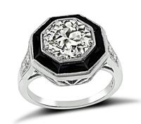 Estate 1.84ct Diamond Onyx Engagement Ring