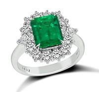 Estate 1.98ct Colombian Emerald 0.90ct Diamond Engagement Ring