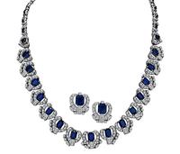 Estate 10.00ct Diamond 20.00ct Sapphire Necklace and Earrings Set
