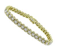 Estate 10.00ct Diamond Gold Line Bracelet